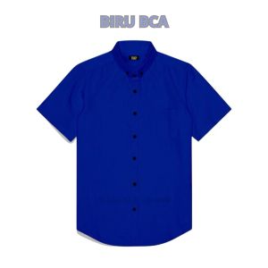 SGG Kemeja Polos Pria Dewasa Lengan Pendek Warna Biru BCA Kasual Formal Kerja Nyaman