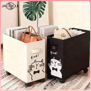 JACIRCLE Storage Basket Desk Underneath Storage Rack with Wheel Dormitory Foldable Removable Storage Rack