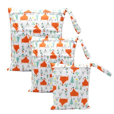 Large Size Diaper Dry Wet Bags Nappy Bag Color Printed Baby Waterproof Storage Bag Swim Bag Double Zip wet bag