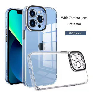 Luxury Lens Protector Transparent Acrylic Silicone Case For iPhone 13 12 11 Pro Max Plated Color Soft Slim Shockproof Cover for iPhone13 iPhone12
