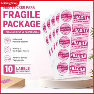 4PCS Round Rectangular Pink Fragile Labels Self Adhesive Warning Handle With Care