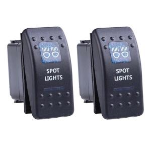 2Pcs 12V 20A Blue LED Light Waterproof Boats Marine Toggle Switches 5 Pin 2 Positions Rocker Switches Easy to Install