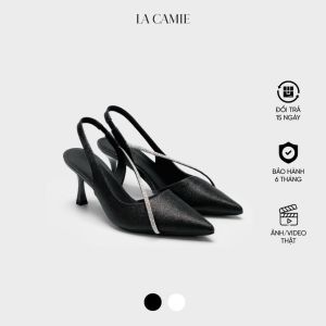 Giày cao gót Slingback mũi nhọn quai đá chéo - Chất liệu Si kim tuyến sang chảnh thương hiệu La Camie GC5B0134