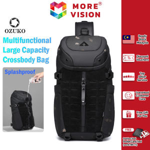 OZUKO Large Capacity Men Chest Bag Multifunctional Outdoor Sports Waterproof Sling Crossbody Beg Silang Lelaki Besar