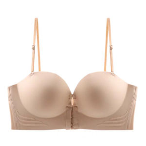 Front Buckle Bra Strapless Underwear Women Small Chest Gathered ThickenedShoulder Strap Anti-Slip Gathering Bra