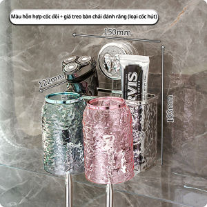 Giá để bàn chải đánh răng gắn tường không cần đục lỗ giá để đồ phòng tắm cao cấp tại nhà có lỗ thoát nước