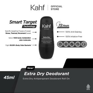 KAHF Antiperspirant Deodorant Roll On Indonesia / Deodorant Pria 45ml / Cooling Power / Clean Fresh / Extra Dry / Biru / Hijab / Hitam / Quick Dry Lightweight / Deodoran Deo / Segar Lembab Anti Bau Badan Kulit Ketiak Keringat / Biru / Body Care Men Cowok