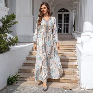 Muslim robe new Abaya loose evening dress printed robe dress