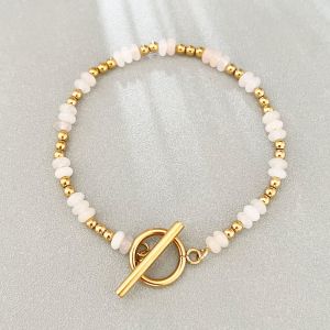 NOBLELYN Hạt bi nhỏ làm khoảng cách Vòng tay dây xích Đá Khóa vòng OT Vòng tay nữ Làm thủ công Vòng tay đá Aventurine xanh Thạch anh tím Malachite