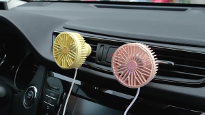 Small Fan for Car Air Vent Mount Fan with LED Light ABS Fan Clip On Car Cooling Fan 3 Speed Setting for Car Truck