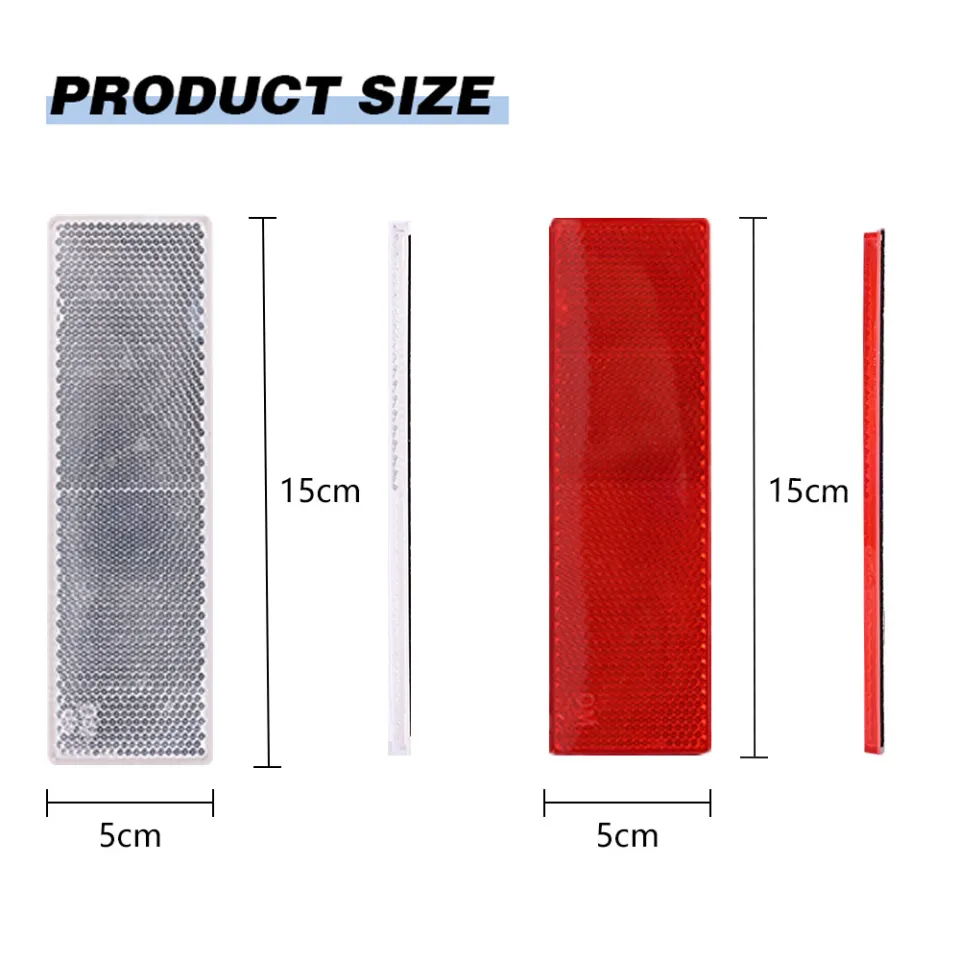 ATOPLEE 2/4/8-Pack Reflective Safety Plate Tape – Red & Black Plastic Stick-On Decals For Cars, Trucks & Trailers