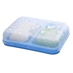 Double Grid Plastic Soap Box Sealed with Cover Water Proof Household Travel 2-grid Soap Box