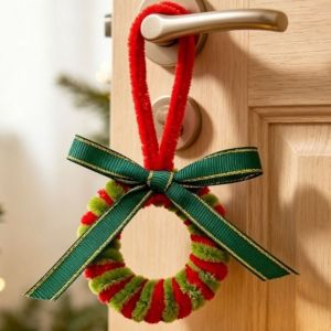 LMS70 Handmade Christmas Tree Hanging Ornaments Bowknot Hanging Santa Claus Door Hanging Festive Decor Plush Xmas Tree Pendant Xmas Decorations