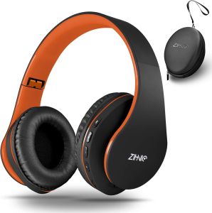 ZIHNIC Bluetooth Headphones Over-Ear Foldable Wireless and Wired Stereo Headset Micro SD/TF FM for Cell PhonePCSoft Earmuffs &Light Weight for Prolonged Wearing(Rose Gold)