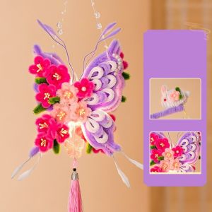 Minoa lantern mid autumn 灯笼中秋节 Handmade Twisted Stick Butterfly Lantern with Light Glowing Chinese Traditional Lantern Funny DIY Material Kit Handle Lantern Mid-Autumn Festival
