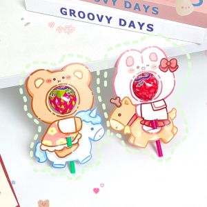 MMLUCK 10Pcs Họa tiết gấu thỏ Thẻ giấy trang trí kẹo mút Ins Hàn Quốc Hộp đựng kẹo Hoạt hình Bao bì tự làm Thẻ gói kẹo mút Cửa hàng minimart