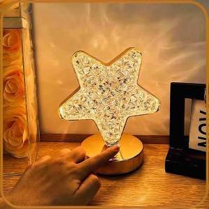 Room Home Decor Bedroom Crystal Touch Dimming Night Light Girls Aesthetics USB Bedside LED Ambient Table 3d Moon Lamp