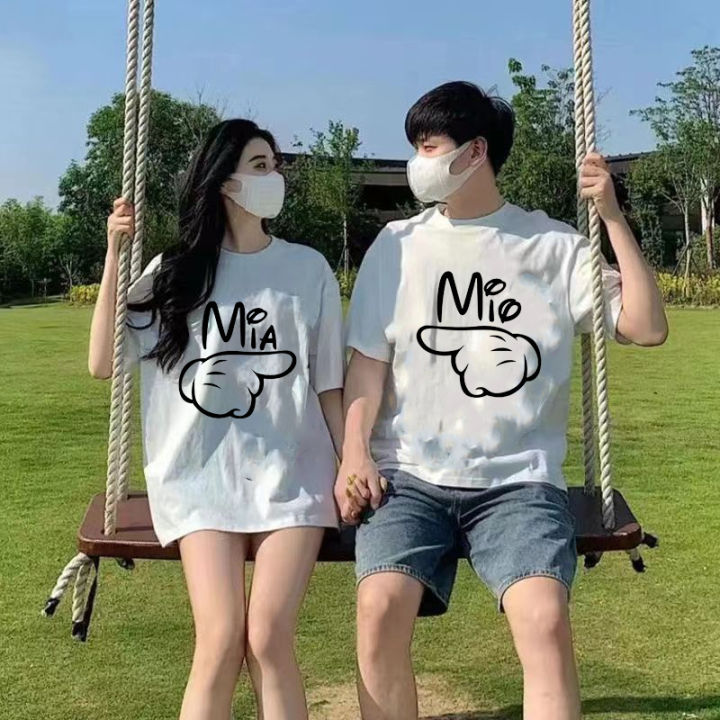 Áo thun cặp đôi nam nữ mẪU MIA AND MIO unisex và Tay Lỡ Chất Thoáng Mát