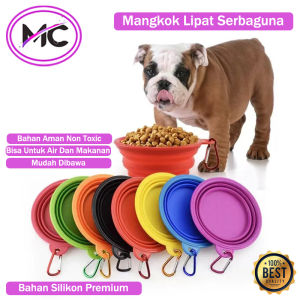 Mangkok Lipat Silikon Makan Kucing Anjing Mangkuk Air Minum Makanan Piring Kitten Portable Wadah Pakan Doggy Poldable