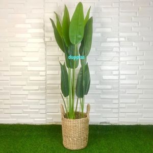 Pohon Plastik Artificial Daun Heliconia T120 Latex Cover Pot Eceng Gondok Handle Tanaman Hias Dekorasi Rumah Ruangan Aesthetic