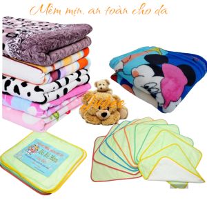 Set 1 Mền Bông Tuyết 100 x 75cm và 10 Tấm lót chống thấm Cao Cấp Cho Bé 100% Cotton