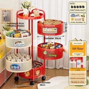 xpkQ Movable Multi-layer Storage Shelf Multifunctional Snacks Drink Metal Shelf Rotatable Aesthetic Cart Storage Rack Home Furniture B8T9H