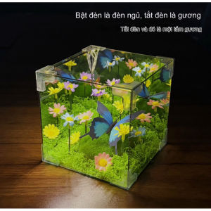 TẶNG TÚI + THIỆP Hộp gương đèn phát sáng tiểu cảnh hình vuông rực rỡ làm quà tặng DIY handmade - S0845