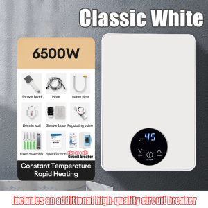Water heater6500w electric shower heater intelligent remote control 3 seconds fast heating