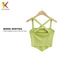 1K Tanktop Basic Wanita Crop Segitiga Knit Model Tali Silang P330 Tank Top Crop Knit Singlet Cewek Fashion. 