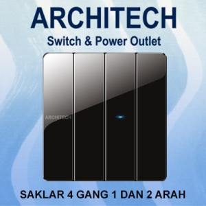 Architech V16-Bk04B Diamond Black Sakelar/Saklar/Cetekan 4 Gang 2 Arah
