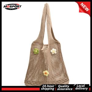 【Free Shipping】 Elegant Women Tote Bag Crochet Shoulder Bag Hollow Out Design Lightweight Summer Bag for Womens Daily Outings