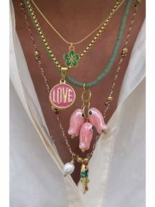 4pcs Fashion Layered Stacked Necklace Set Ceramics Fish Charms Bead Design Colorful Bohemian Statement Women Party Jewelry
