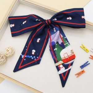 YERZ Classic For Women Elegant Red Bow Korean Style Scarves Bag Scarfs Accessories Printed Long Scarf Collocation Clothing Accessories Christmas Hair Band Female Printed Scarf Hair Ribbon Long Silk Scarf