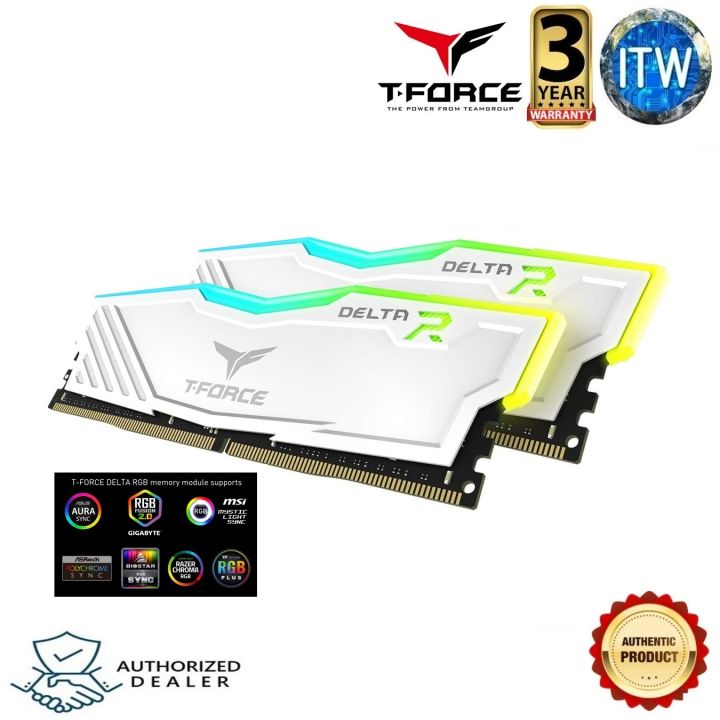TEAMGROUP T-Force Delta RGB 16GB (2 x 8GB) DDR4 SDRAM DDR4 3200MHz Desktop  Memory Module (White) Lazada PH