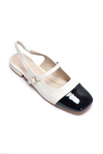 Giày Bệt Nữ Merly 1635 Mũi Vuông Hở Gót Slingback Êm Chân Giày Búp Bê Big Size 35-43 3 Màu Đen Trắng Nâu