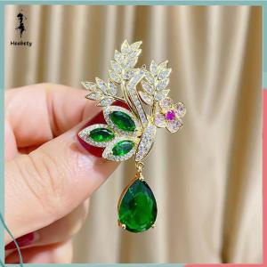 ส่วนลด 10 บาท สำหรับการซื้อ 1 ชิ้น เข็มกลัดหูข้าวสาลีพลอยเทียมสวยเก๋สำหรับผู้หญิงแฟชั่นหยดน้ำบนใบรูปเข็มกลัดเครื่องประดับชุดกี่เพ้า