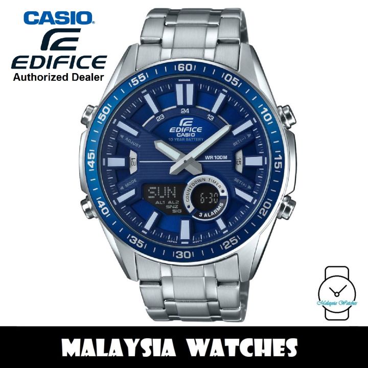 OFFICIAL WARRANTY Casio Edifice EFV C100D 2A Analog Digital 100M Blue Dial Stainless Steel Men s Watch EFVC100D EFVC100D 2A EFV C100D 2AV EFV C100D 2AVDF Lazada