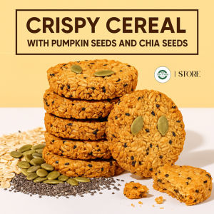 Halal Pumpkin Seeds Oat Crispy Cereals Pumpkin Seed Oatmeal Chips Full Grain 南瓜籽燕麦脆片 南瓜籽饼 全粗粮饱腹代餐 无蔗糖高蛋白营养饼干解馋零食