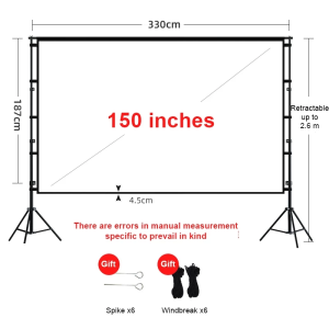 SOFTHOME 84/100/120/150 inch portable projection screen 16:9 4K indoor and outdoor movie screen