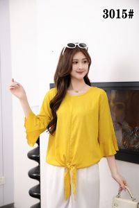 Shop Haul  Formal Plain Blouse Ruffle Sleeves Elegant Chic Women Round neck Fit L/XL *3015