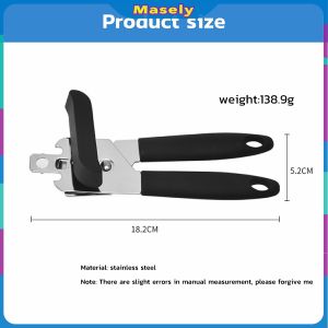 Masely Stainless Steel Can Opener Bottle Opener Kit kitchen tools Kitchen Craft Easy Grip