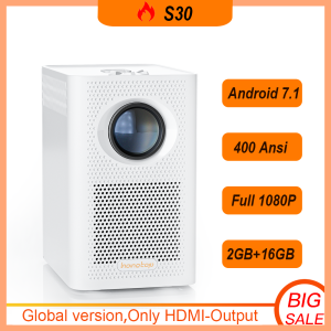 【🥇Global】FintexPro S30MAX Global Version HD 4K 10000Lumens 400ANS 1080P Android 10.0 LCD Projetor Portable Projector Smart TV 300 Inch Screen Double 5GWIFI WiFi Wireless Mirror ScreenBluetooth，HMDI，YoutubeNetfilixmobile tv