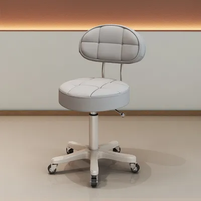 AIBM Salon Stool With Swivel Wheels Adjustable Barber Stool Chair Pulley Wheel Chair Mid Back Simple Backrests Bar Stool