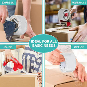 Sixth street 1 Set Transparent Tape Cutter Heavy Duty Packaging Tape With Dispenser For Shipping Clear Packing And Moving Supplies