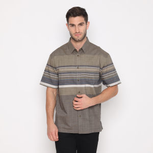 POLICE Kemeja Salur Printing Olive Regular Fit Pria