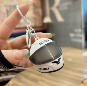 Mini Motorcycle Helmet Keychain Light LED Night Safety Warning Light for Bag Key Pendant