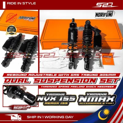 Dual Suspension NORIFUMI NVX NMAX 155 V1 V2 305MM Mono Shock Absorber Rebound Adjustable Spring Preload Heavy Duty PNP