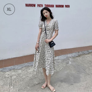 Korean Style Floral Dress For Women Medium Long Short Sleeve Small Fresh Dress For Women 碎花裙