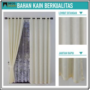 Gordeng Jendela Murah Motif Bunga Tulip Kain Poliester Lembut Model Smokering Tinggi 200 cm