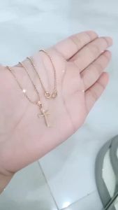 Kalung Rantai Bijilada Perak 925 & Liontin Salib Polos Wanita